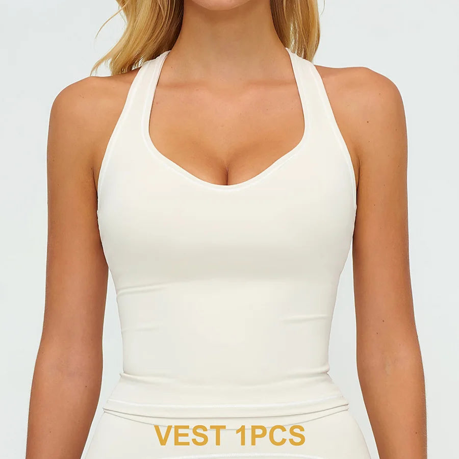 Women Yoga Set Tracksuit Sportswear Workout Athletic Wear Gym Vest Shorts Legging Fitness Bra Crop Top Long Sleeve Sports Suits