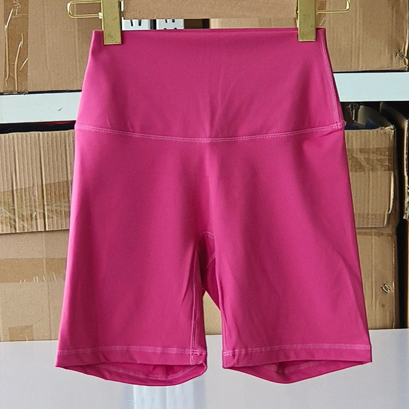 Solid Color Women Fitness Sports Short High Waist Yoga Short  Cycling Comprehensive Training Jog Squat Proof Internal Pockets