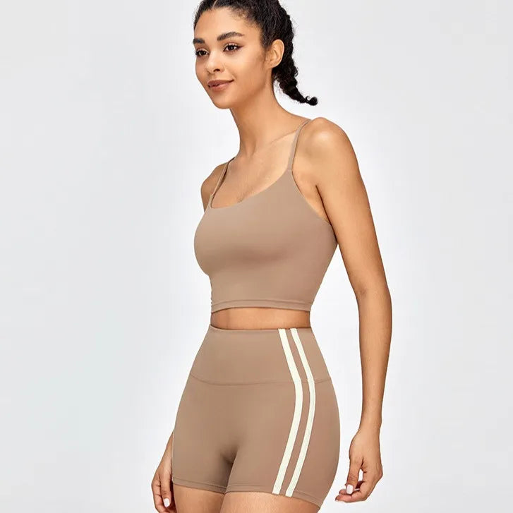Women's High-Waisted Slim-Fit Yoga Shorts - Color-Block, Butt-Lifting, Breathable & Quick-Dry for Running, Training & Fitness
