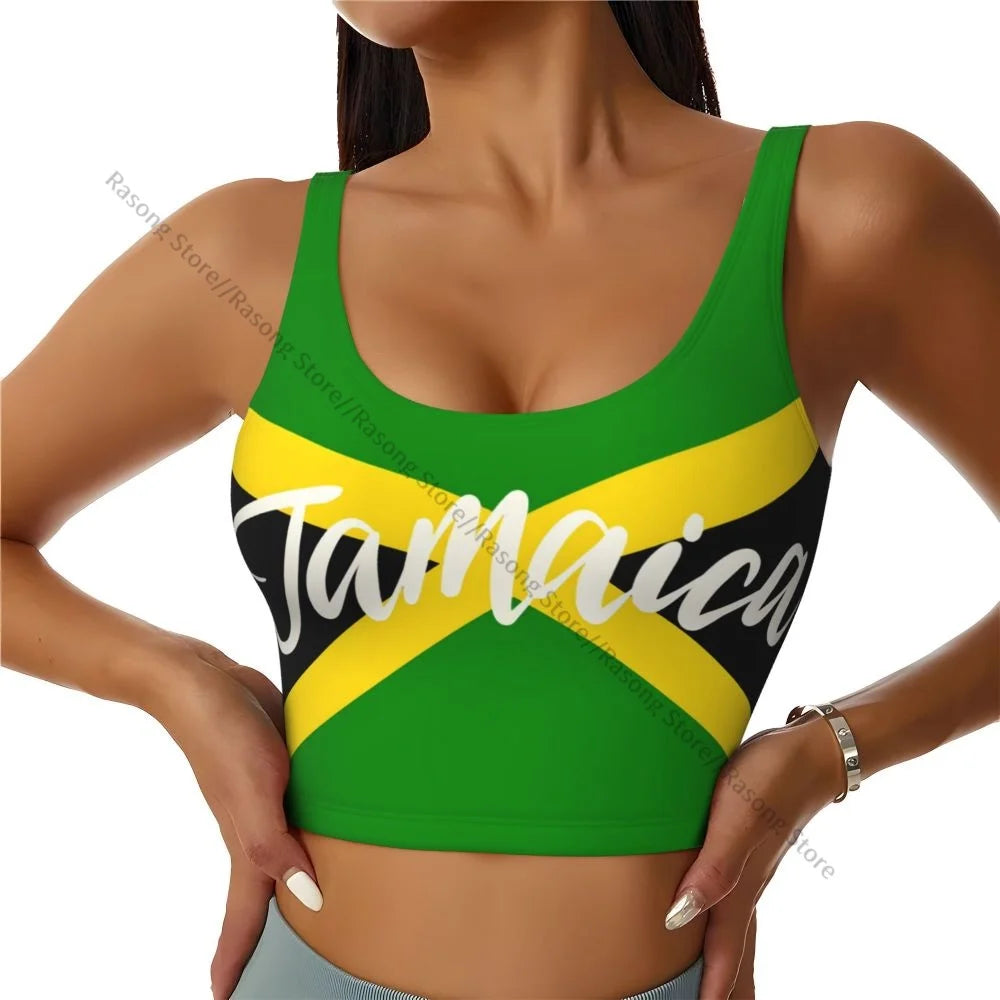 Sports Bra Women Running Yoga Clothes Vest Jamaica Flag Gathering Fitness Vest
