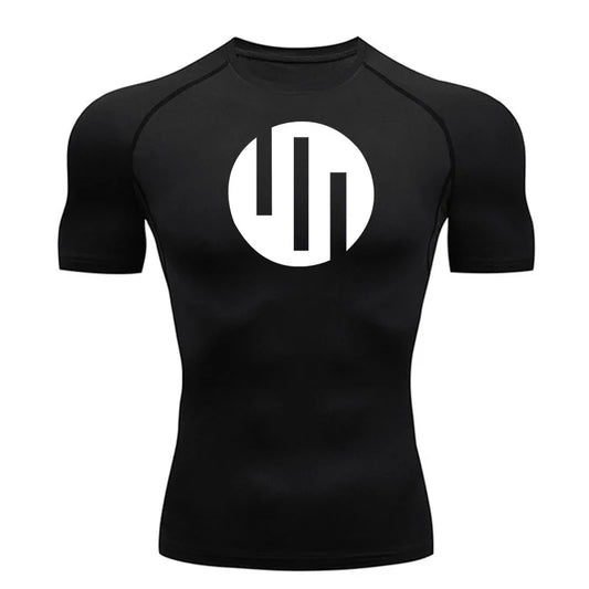 New Gym Short Sleeve Running T-Shirt Men's Compression Long Sleeve Shirt Sun Protection Quick Drying Sports Top Black Sportswear