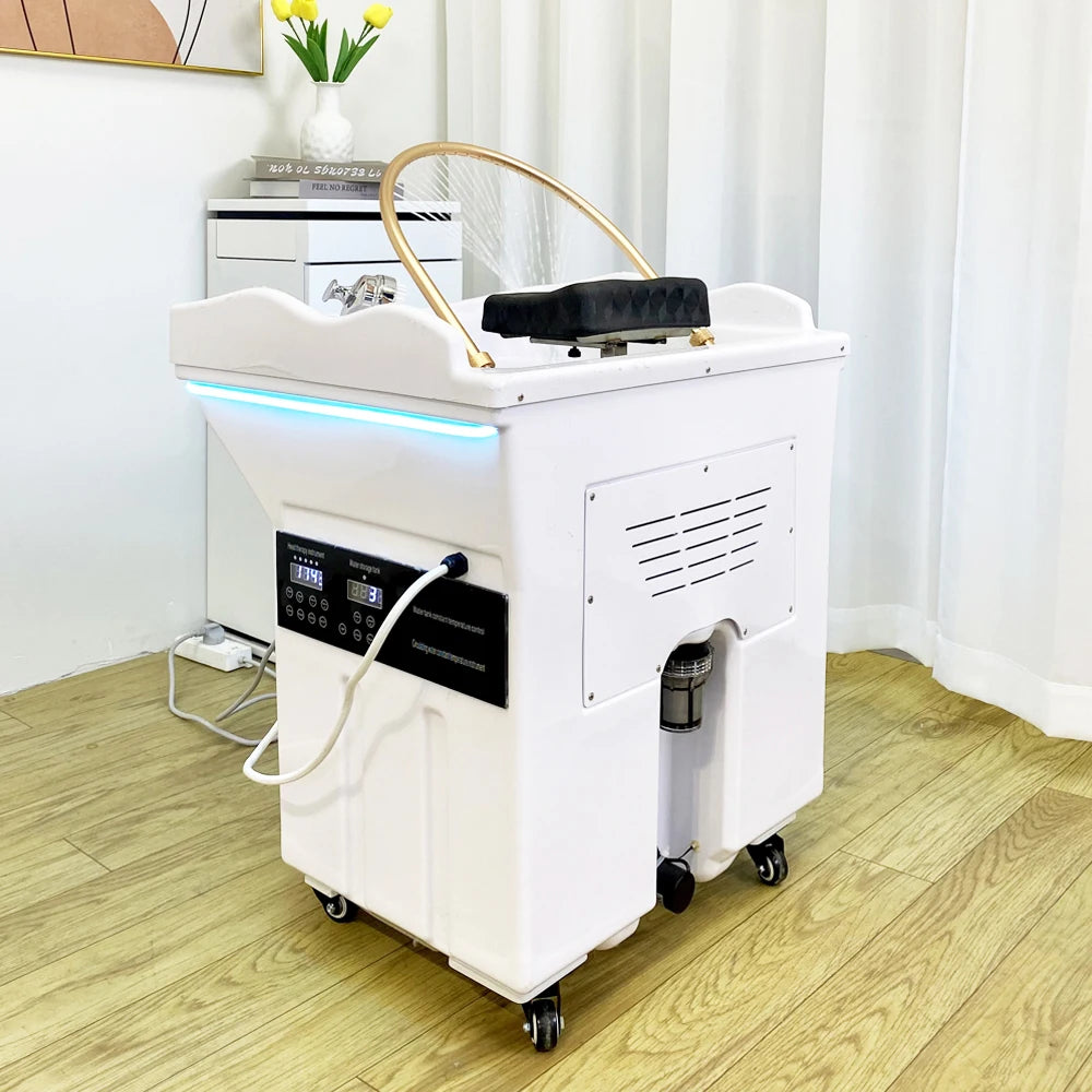 Head SPA Shampoo Basin with 60L Water Storage Tank, Water Heating, No Need to Connect Water Pipe, Head SPA Basin for Massage Bed