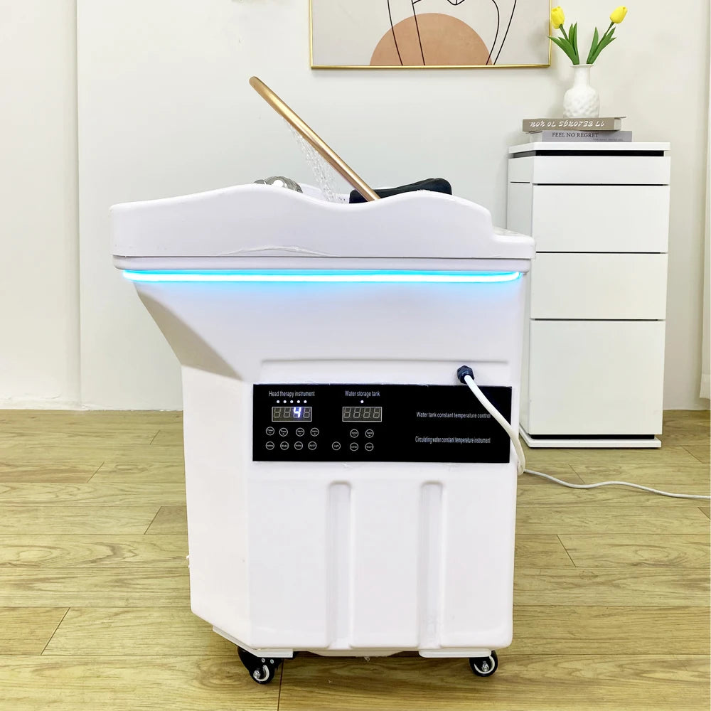 Head SPA Shampoo Basin with 60L Water Storage Tank, Water Heating, No Need to Connect Water Pipe, Head SPA Basin for Massage Bed