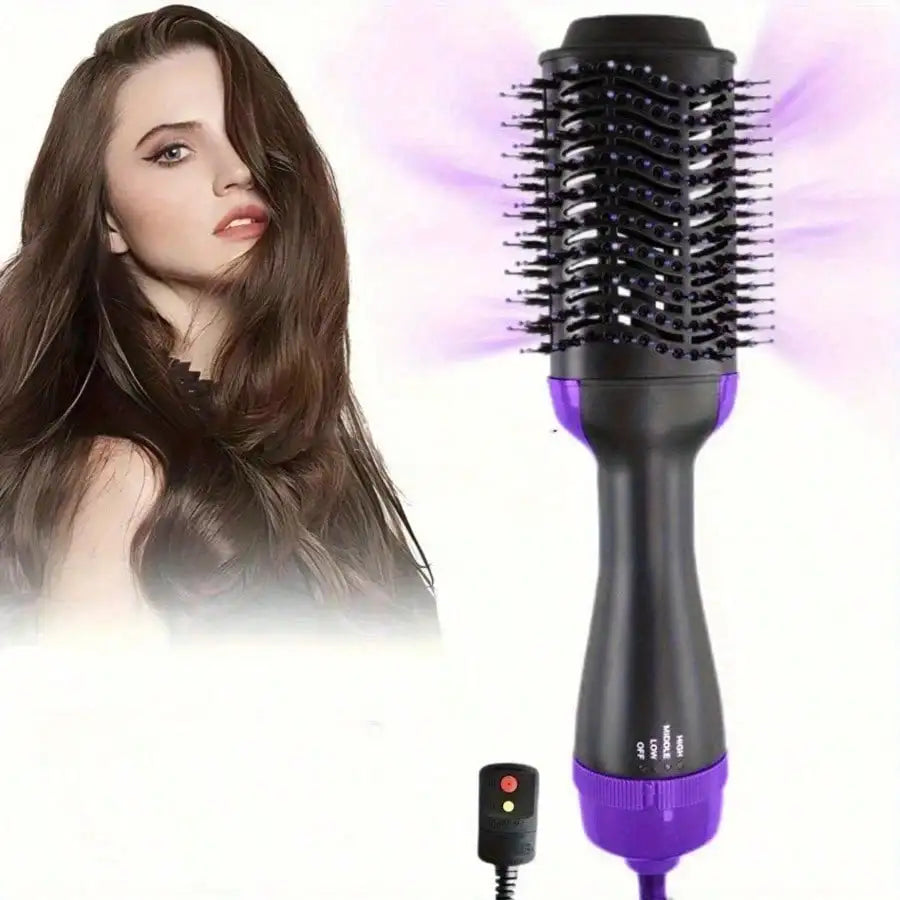 4-in-1 Hot Air Brush & Hair Dryer Set | Combines Curling, Straightening, Drying, and Styling (Includes Rotating Ceramic Brush) |