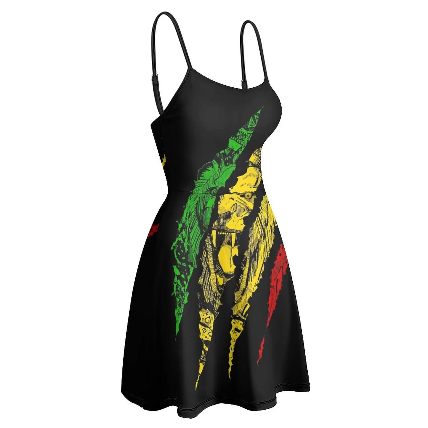 Warrior Lion of Judah King Rasta Reggae Jamaica Women's Sling Dress Humor Graphic Dresses Funny Graphic Exotic Woman's Clothing