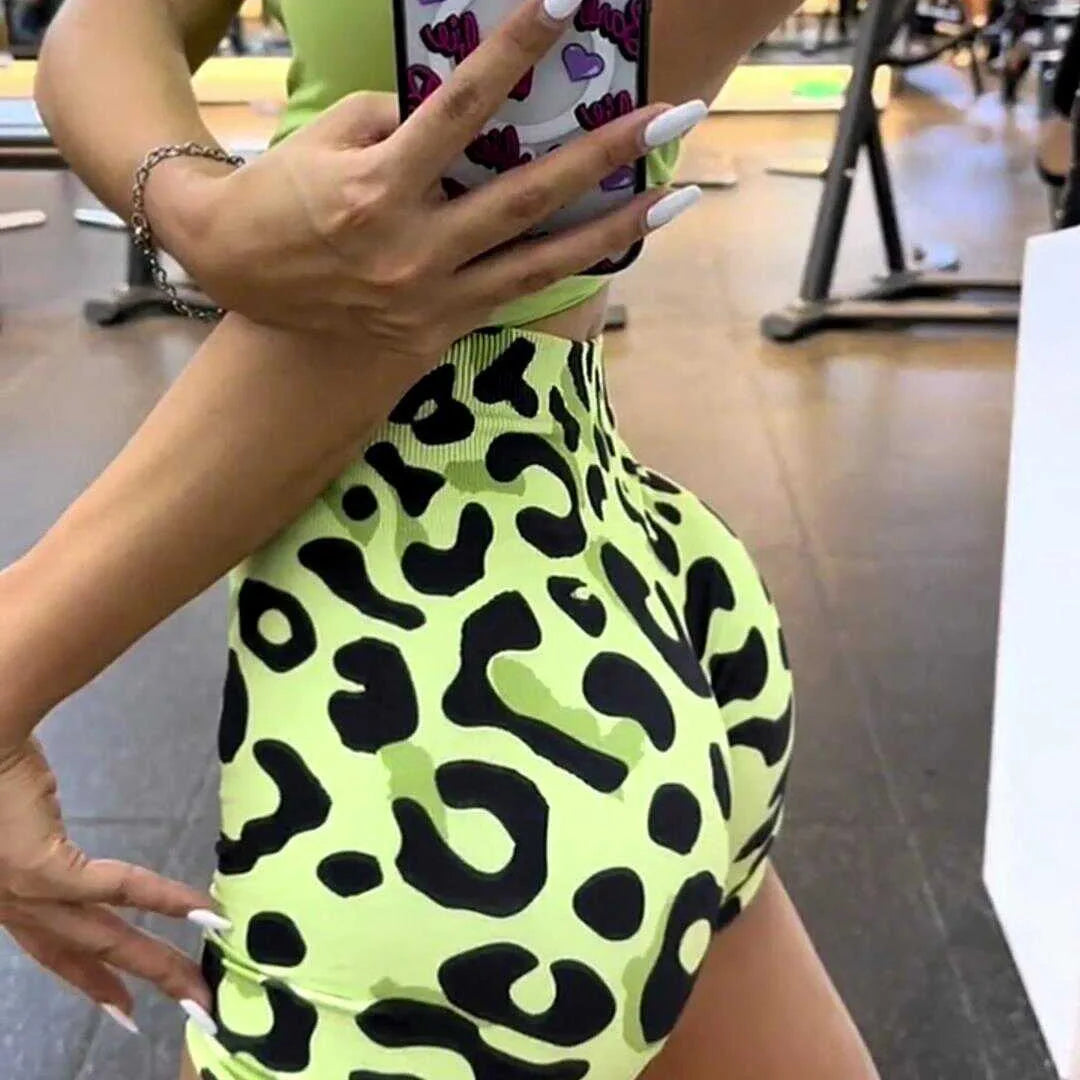 Women's High-Waisted 3D Printed Yoga Shorts - Dopamine Colors, Butt-Lifting, Non-See-Through for Yoga
