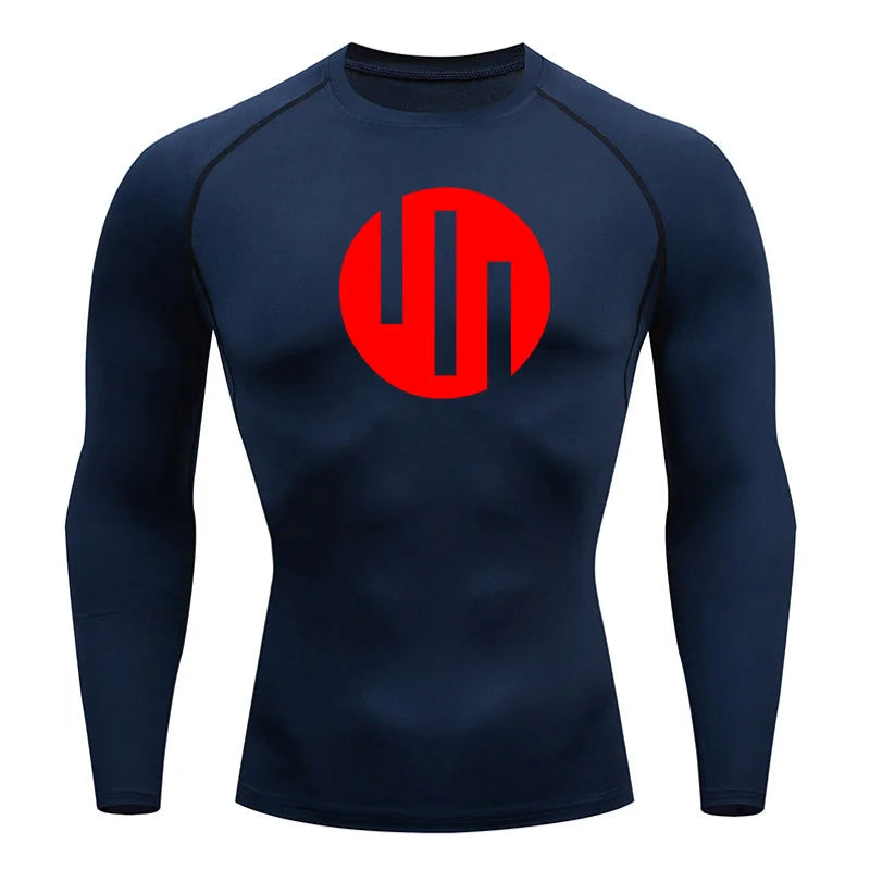 New Gym Short Sleeve Running T-Shirt Men's Compression Long Sleeve Shirt Sun Protection Quick Drying Sports Top Black Sportswear