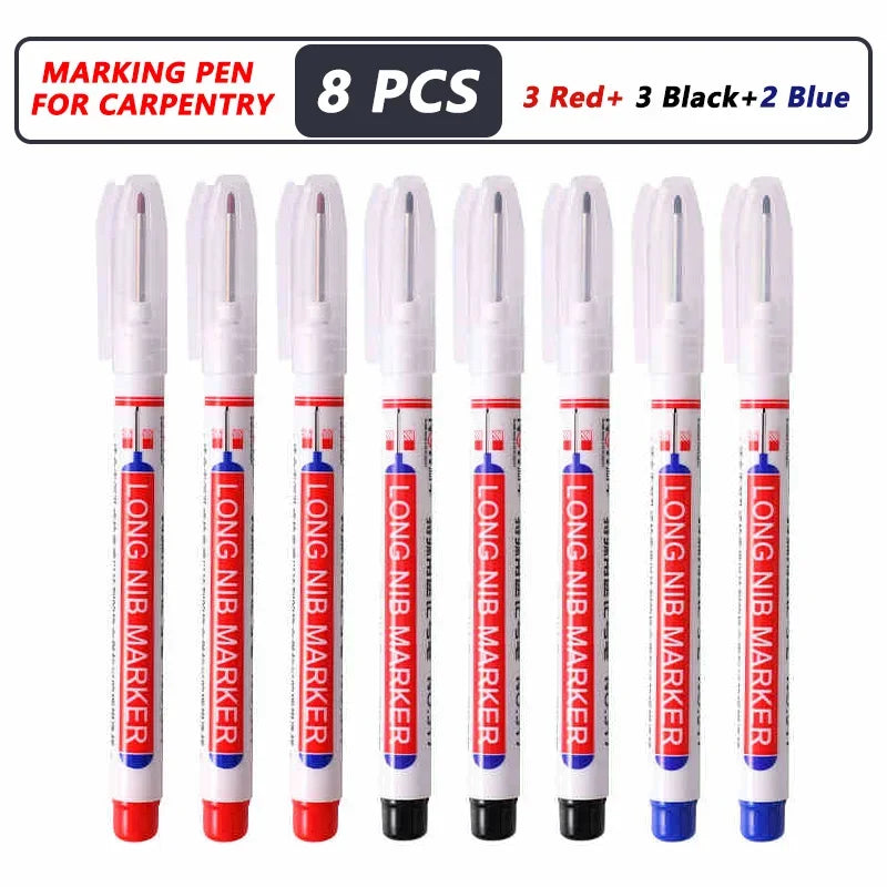 5/10/20Pcs Deep Hole Long Nib Head Markers For Metal Perforating Pen Waterproof Bathroom Woodworking Decoration Multi-Purpose