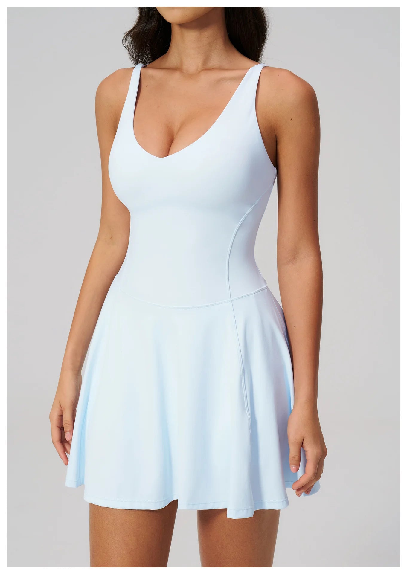 Yoga Bodysuit Women Fitness Jumpsuit Sexy Sport with Side Pockets Workout One-Piece Dance Ballet Sport Dress Female Tennis Skirt