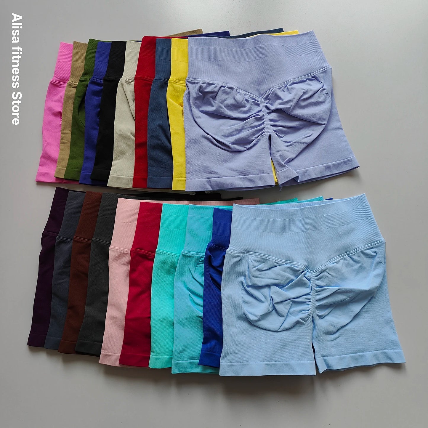 Summer High Waisted Yoga Shorts Tummy Control Seamless Fitness Shorts Sexy Running Fitness Short Pants Solid Color Yoga Leggings