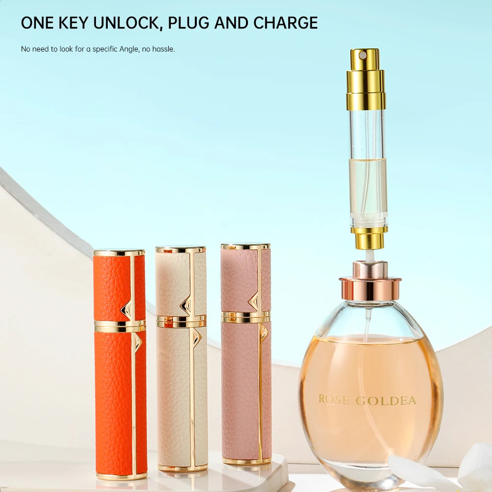 Louischanzl 8ml Magnet Leather refill Perfume Atomizer Bottle Portable Spray Mini Perfume Atomizer for Travel Cologne Dispenser