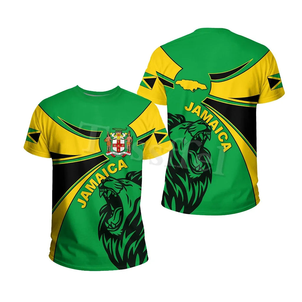 Tessffel Jamaica Lion Emblem Summer New Fashion 3D Print Tops Tee Tshirt Men Women Short Sleeve T shirt Streetwear Style-4