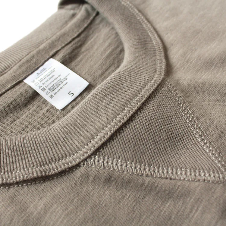 Heavy 300g Cotton T-shirt Men's Seamless Weaving Bamboo Cotton Short Sleeve Tee Tops Unisex Clean Fit Design Collar Undershirt