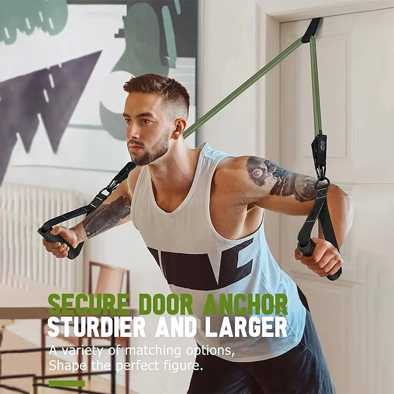 Resistance strap with handle: used for muscle training, strength building, body shaping, yoga, home fitness equipment - natural