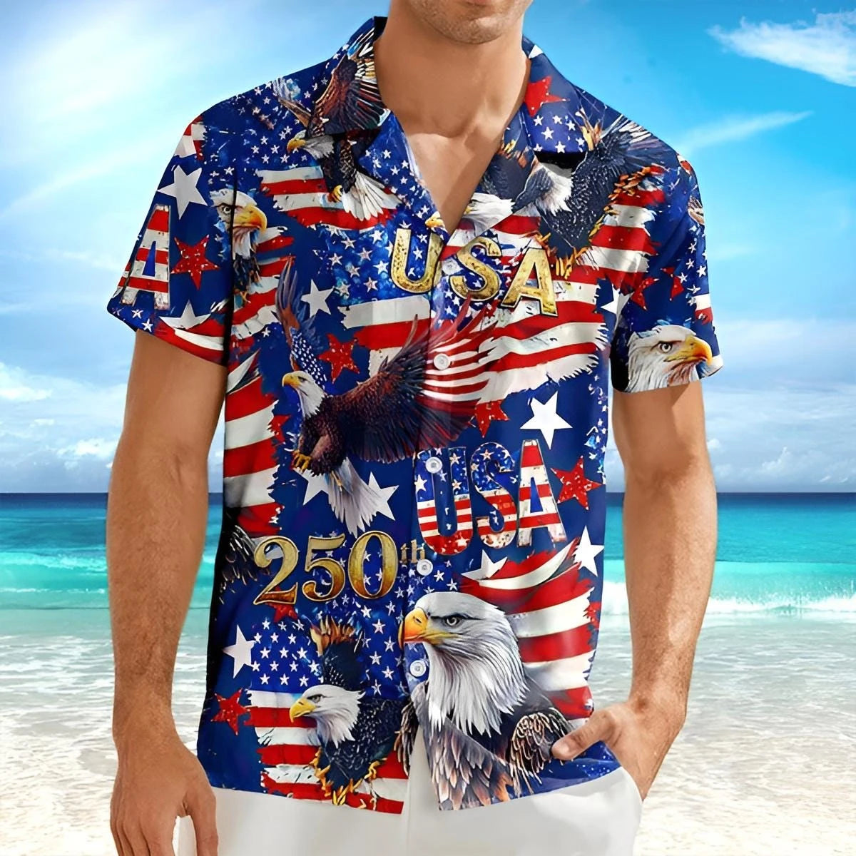 250th Anniversary America Hawaiian Shirt 250 Years USA Independence Day Shirt 1776-2026 Clothing 4th Of July Patriotic Gift