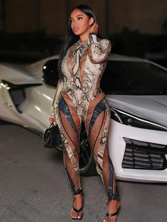 Nibber Fit Colorful Patchwork 2 Piece Set Women Fall Trend Hipster Bodysuit Tops+Leggings Tight Stretch Matching Street Outfits