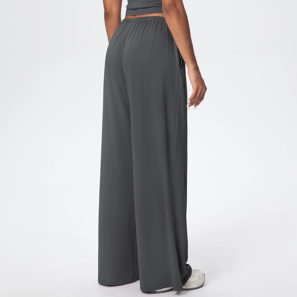 Women Quick Drying Wide Leg Yoga Pants Loose Yoga Pants High Waist With Pockets Fitness Sport Gym Workout Drawstring Full Length