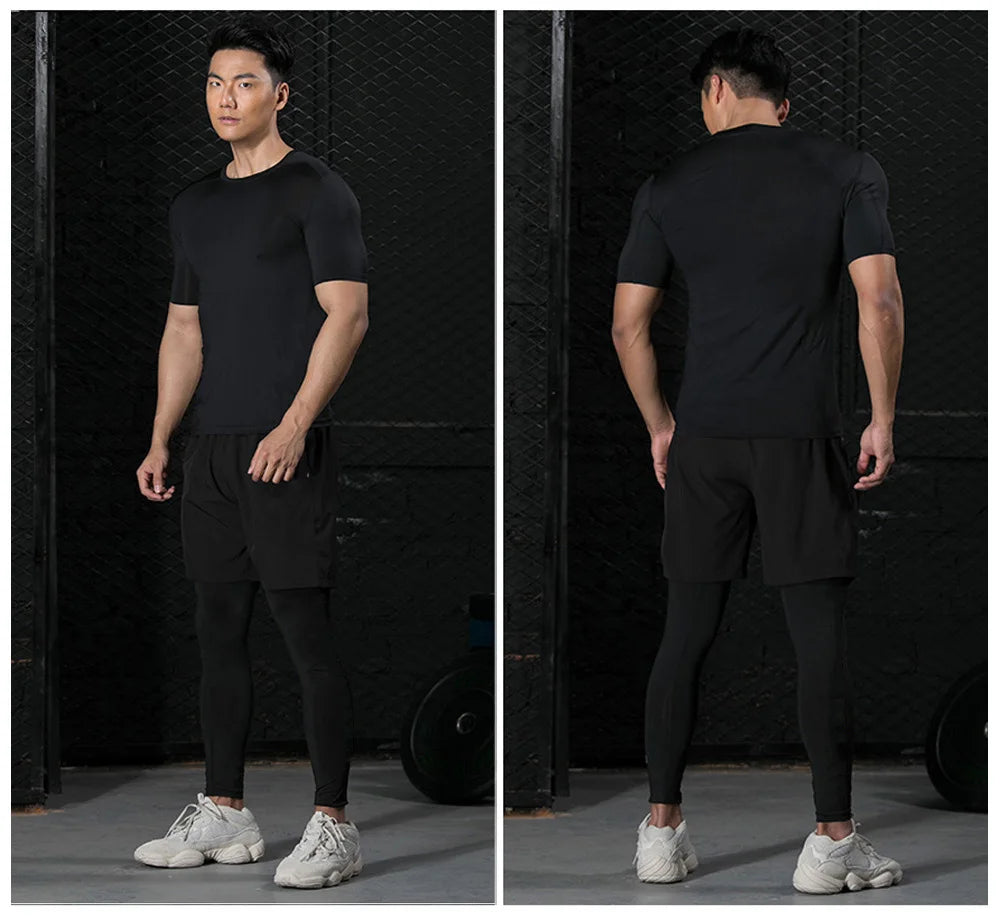 New Compression Shirt Men Rashguard Fitness Short Sleeve Running Shirt Man Gym T Shirt Sportswear Tights T Shirt Men