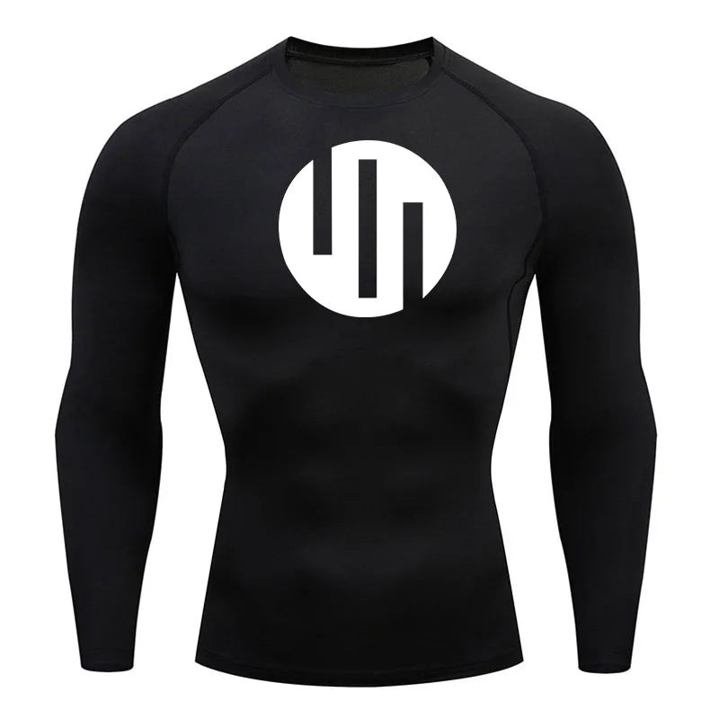 New Gym Short Sleeve Running T-Shirt Men's Compression Long Sleeve Shirt Sun Protection Quick Drying Sports Top Black Sportswear