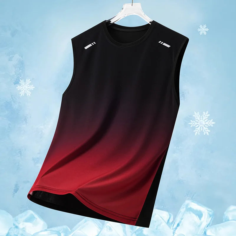 Summer Running Vest Men Contrasting Reflective Jogging Sports Sleeveless Coat Outdoor Breathable Elasticity Fitness Sportswear