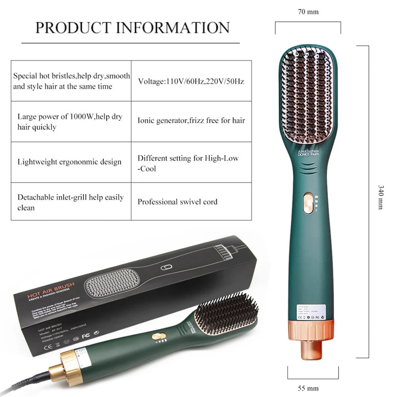 Hot Selling 3 in 1 Hair Dryer Dry and Wet Hair Straightener Comb Hot Air Brush Styler