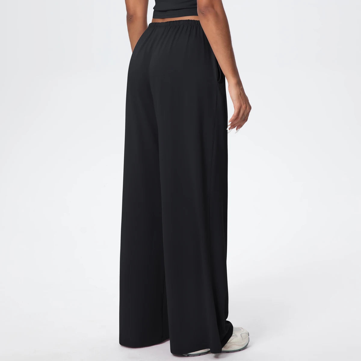 Women Quick Drying Wide Leg Yoga Pants Loose Yoga Pants High Waist With Pockets Fitness Sport Gym Workout Drawstring Full Length