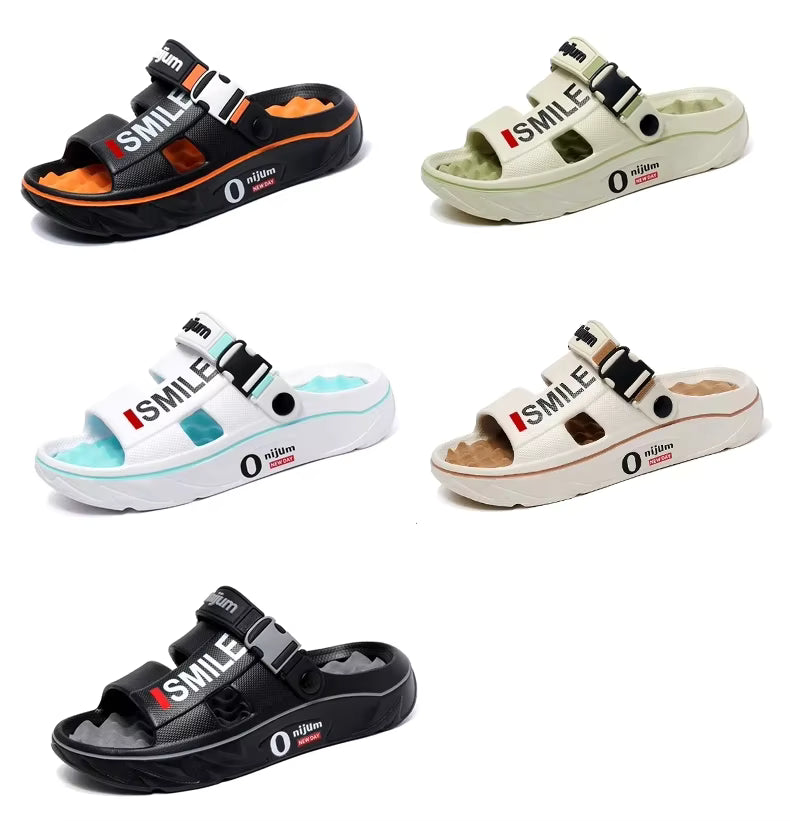 Summer Men's Massage Slippers Indoor Outdoor Sandals Beach Comfortable Soft Slides Clogs Casual Shoes Men Women Home Slippers