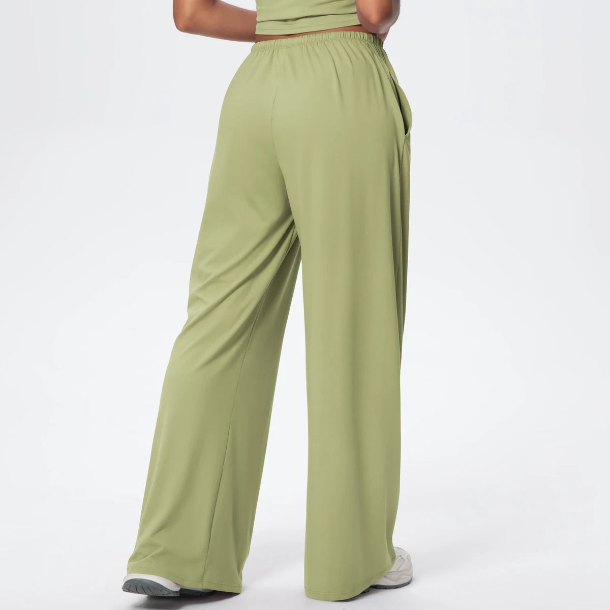Women Quick Drying Wide Leg Yoga Pants Loose Yoga Pants High Waist With Pockets Fitness Sport Gym Workout Drawstring Full Length