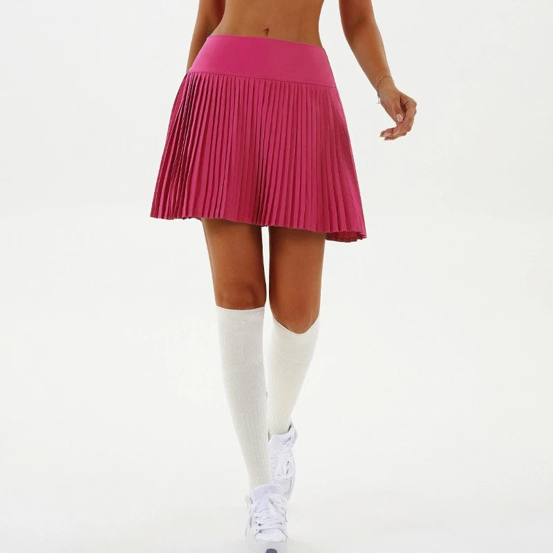 High Waist Women Tennis Pleated Skirt with Inner Lining High Waist Double Layer Design Sport Sexy Fitness Yoga Shorts Dancing