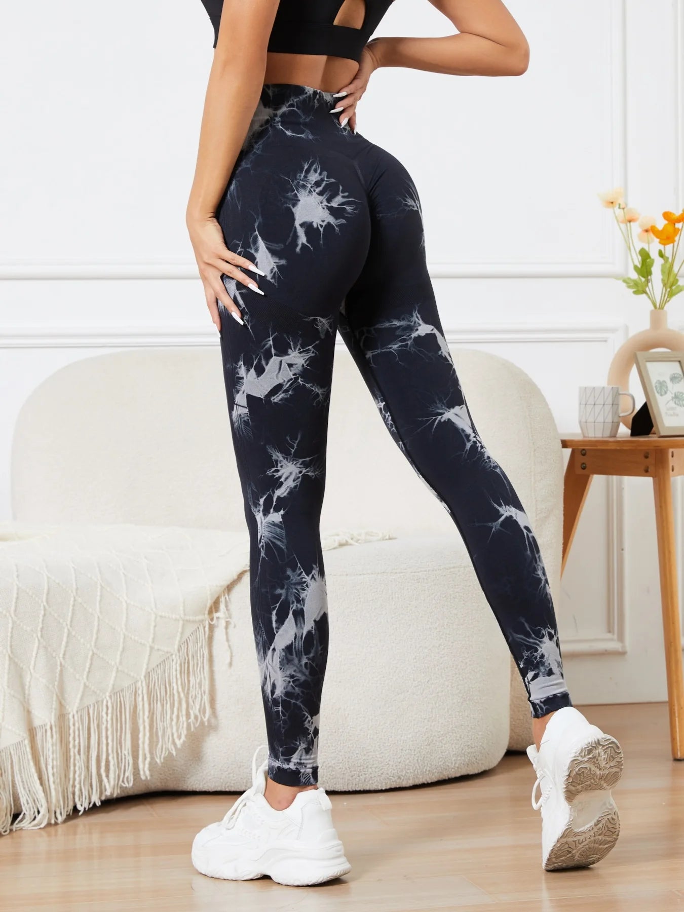 Women's High Waist Yoga Pants Tie-dye Seamless Hip Lift Leggings High Stretch Breathable Running Sports Fitness Pants