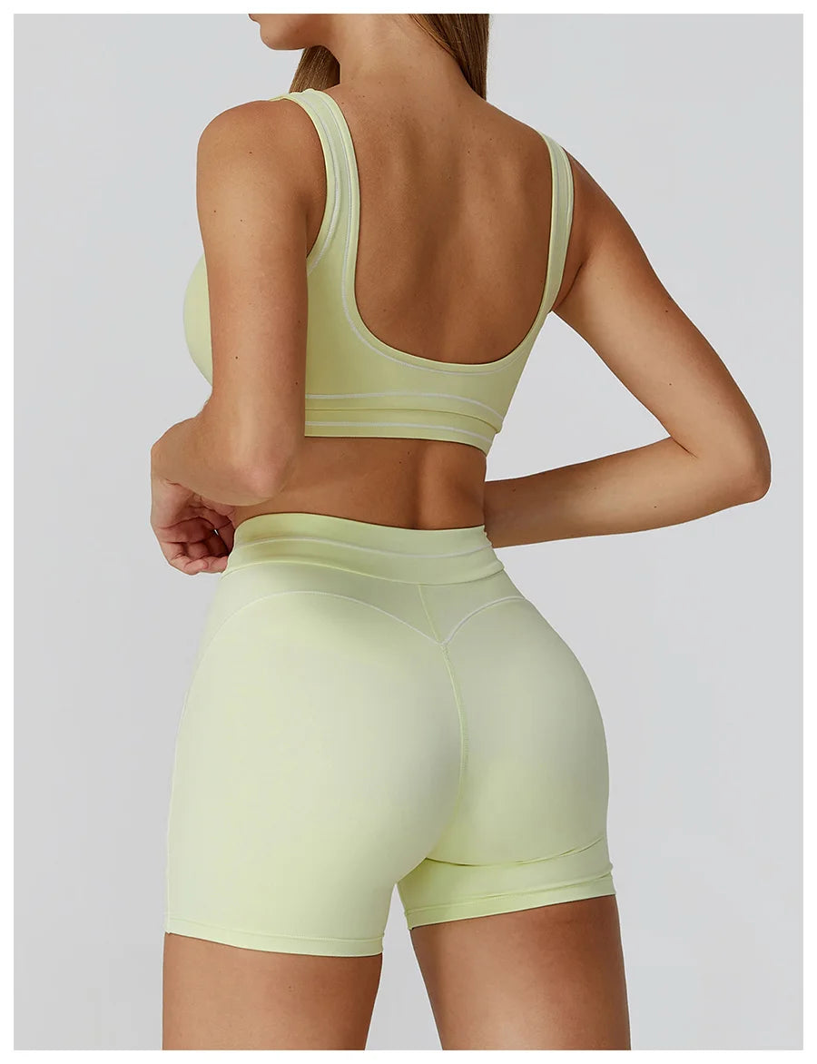 Women Yoga Set Tracksuit Sportswear Workout Athletic Wear Gym Vest Shorts Legging Fitness Bra Crop Top Long Sleeve Sports Suits