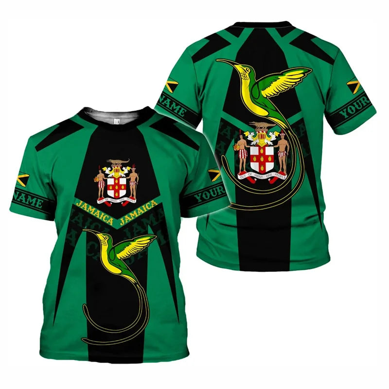 All Over Print Jamaica Flag T-shirt For Men Summer O'neck T Shirts Clothes Men's Short Sleeves Oversized Tshirt Tops