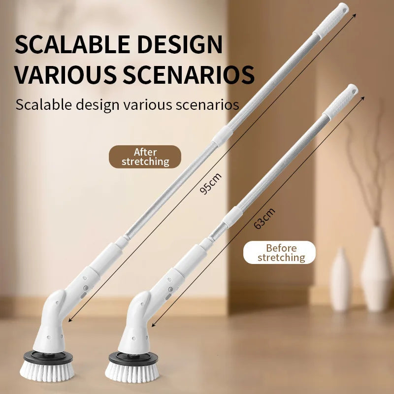 Electric Spin Scrubber Cordless Multi-Function Low Noise Electric Cleaning Brush Replaceable Brush Heads And Adjustable Handle