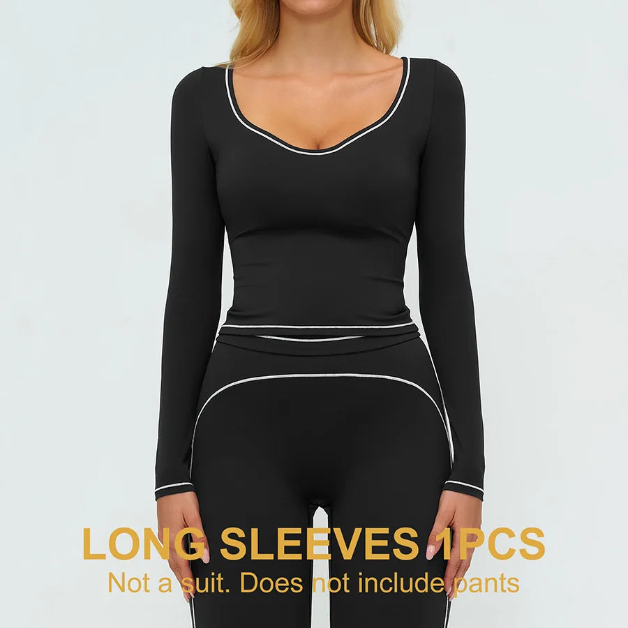 Women Yoga Set Tracksuit Sportswear Workout Athletic Wear Gym Vest Shorts Legging Fitness Bra Crop Top Long Sleeve Sports Suits