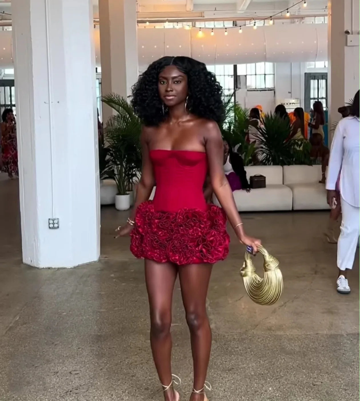 Sexy Sleeveless Strapless Fish Bone Tube Top 3D Flowers Mini Skirt 2 Piece Set Women Summer Elegant Birthday Party Evening Suit