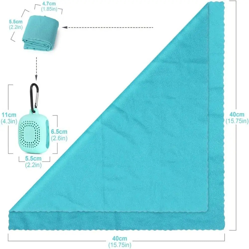 With Silicone Case Quick Drying Towel Pocket Super Absorbent Sports Towel Solid Color Portable Microfiber Towel