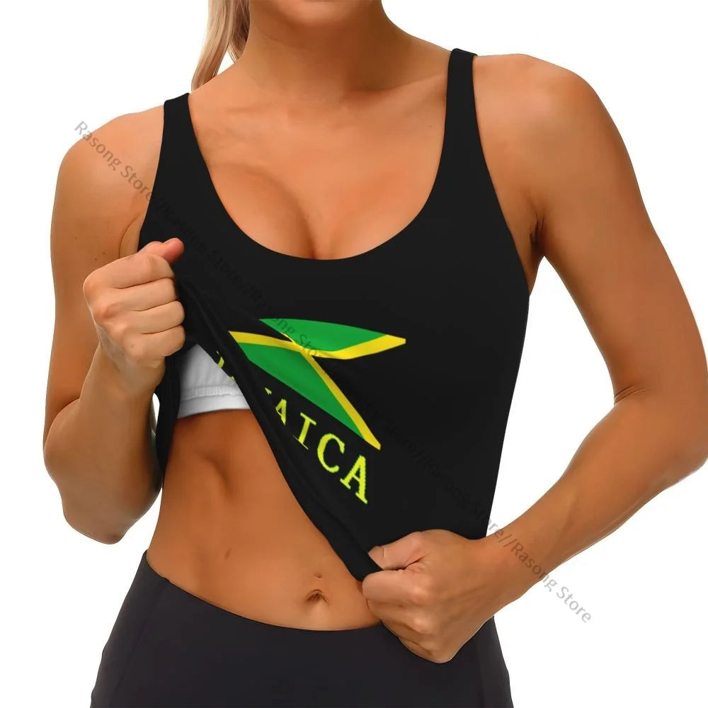 Sports Bra Women Running Yoga Clothes Vest Jamaica Flag Gathering Fitness Vest