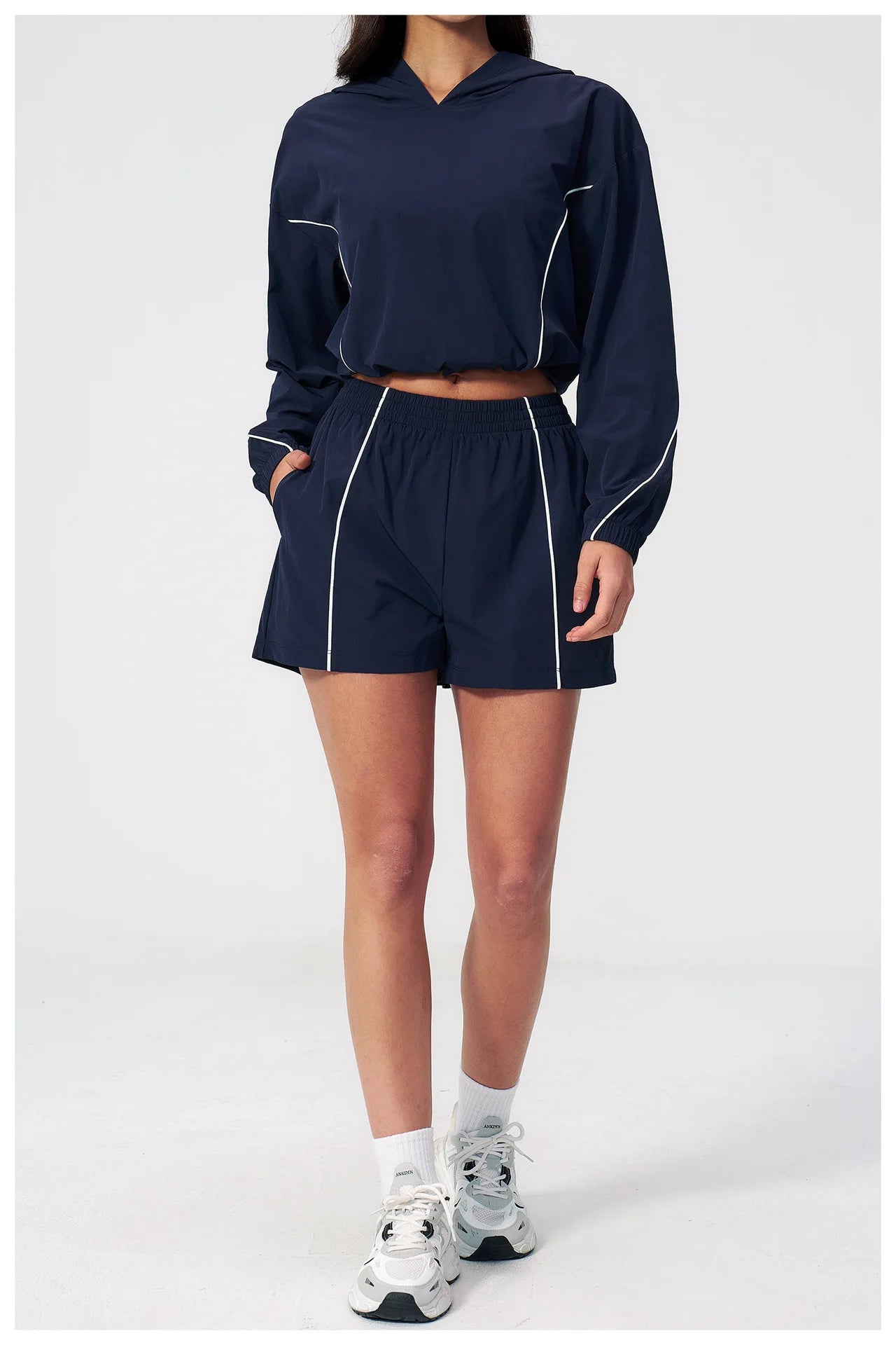 Summer Sunscreen Sports Set Women Zipper Windproof Hooded Sunscreen Fitness Set Yoga Outfits Female Outdoor Workout Cycling Set