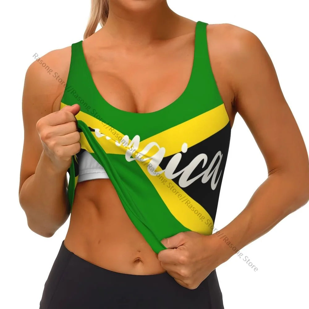 Sports Bra Women Running Yoga Clothes Vest Jamaica Flag Gathering Fitness Vest