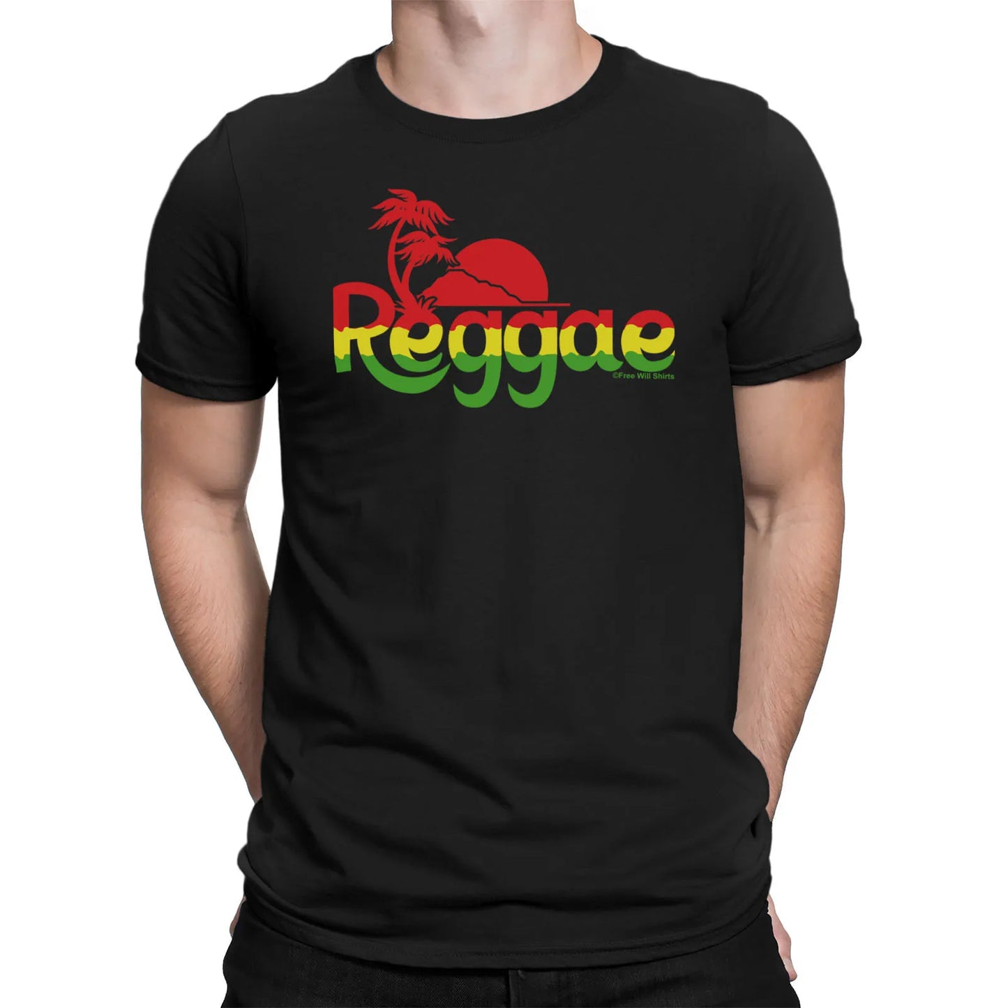 Mens Quality Cotton T-Shirt REGGAE Peace Guitar Drum Band Jamaican Dance Music