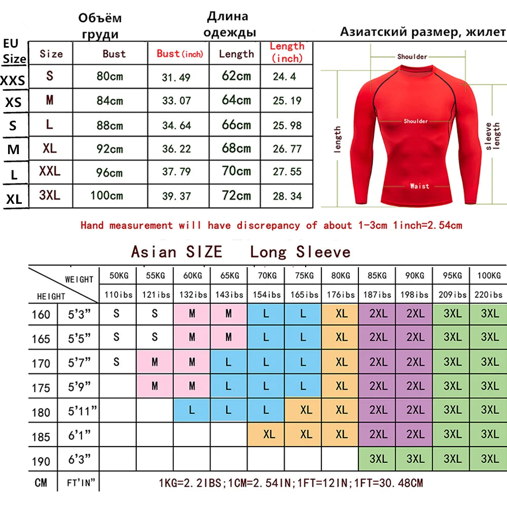 New Gym Short Sleeve Running T-Shirt Men's Compression Long Sleeve Shirt Sun Protection Quick Drying Sports Top Black Sportswear