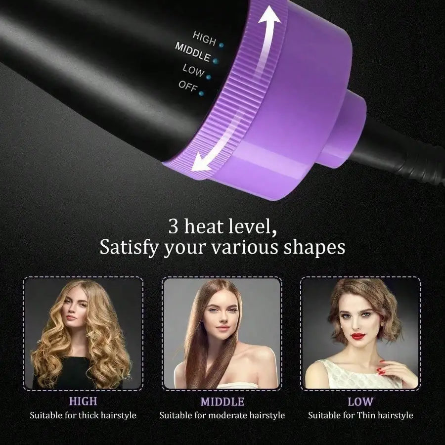 4-in-1 Hot Air Brush & Hair Dryer Set | Combines Curling, Straightening, Drying, and Styling (Includes Rotating Ceramic Brush) |