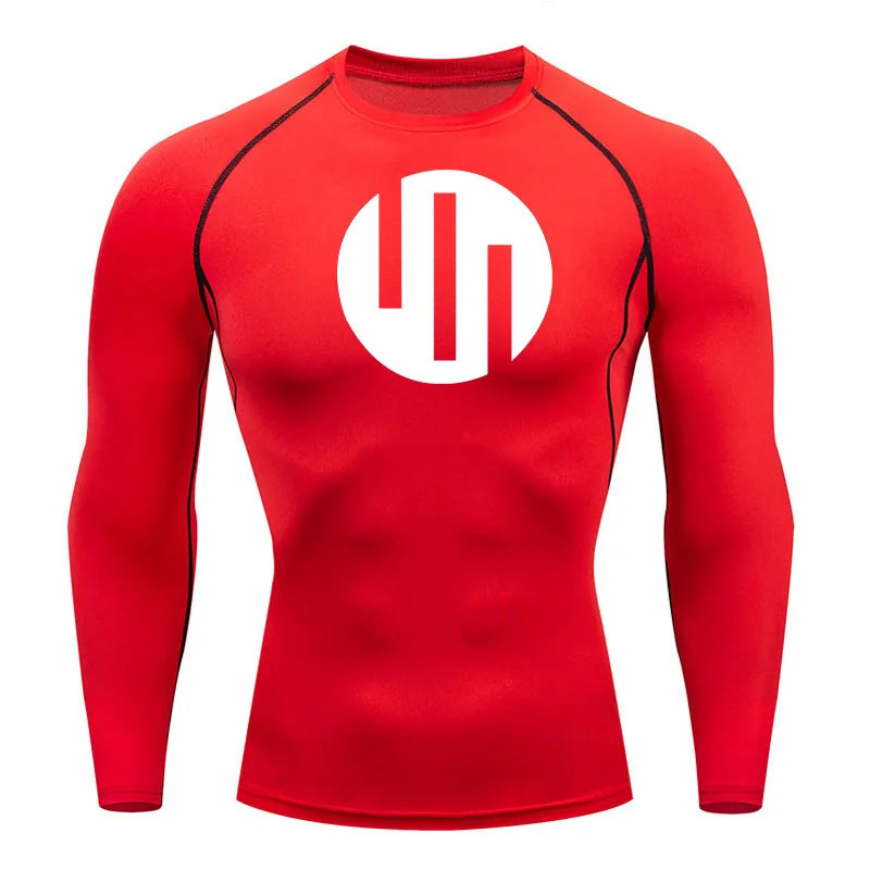 New Gym Short Sleeve Running T-Shirt Men's Compression Long Sleeve Shirt Sun Protection Quick Drying Sports Top Black Sportswear