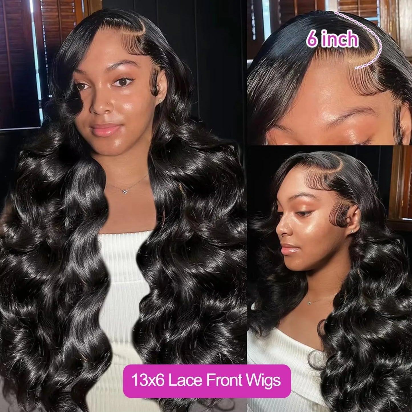 200 Density Body Wave 13x4 HD Transparent Lace Front Human Hair Wig Black 13x6 Lace Frontal Wigs 30 40 Inch PrePlucked Lace