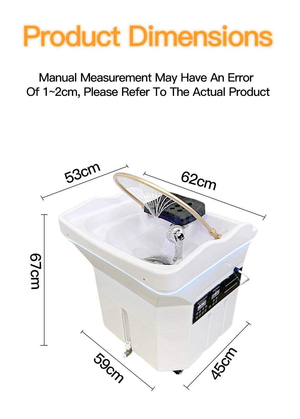 Head SPA Shampoo Basin with 60L Water Storage Tank, Water Heating, No Need to Connect Water Pipe, Head SPA Basin for Massage Bed