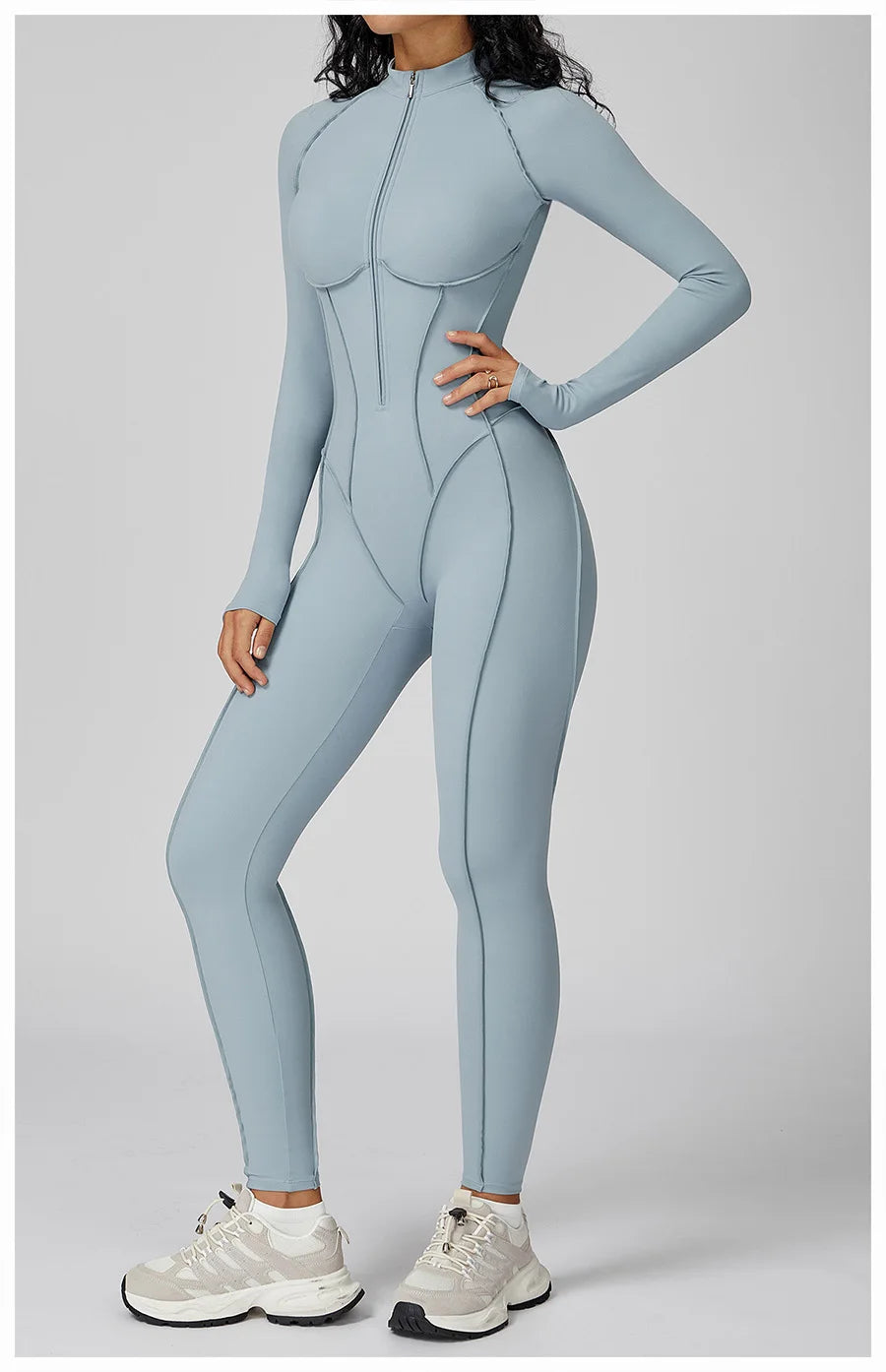 New Autumn/Winter Women One-piece Seamless Yoga Jumpsuits leggings Long-sleeved Zipper Slim Fit Sports Fitness Outfit Tracksuits