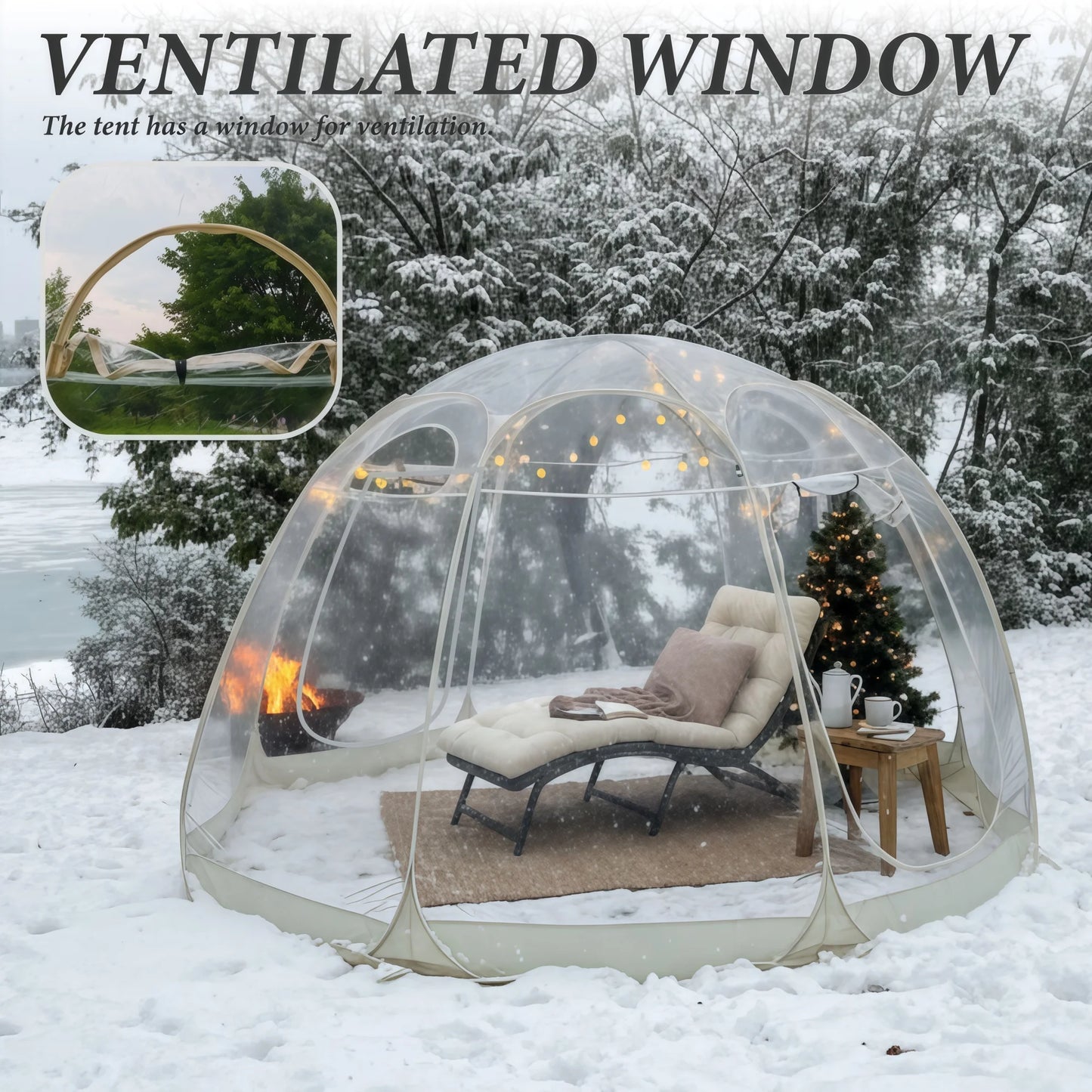 Large Quick-Set Bubble Tent Portable Outdoor Igloo Extreme Cold Resistant Winter Shelter for Camping And Backyard Use