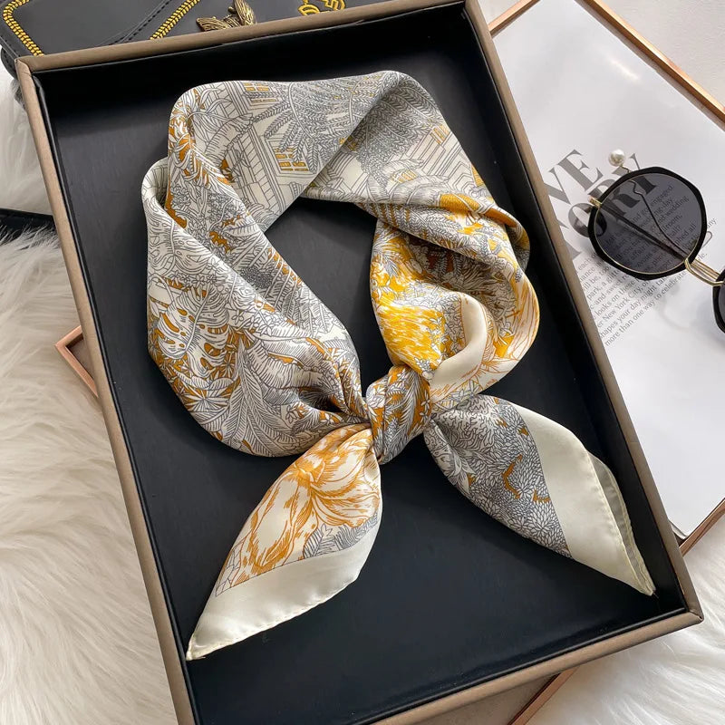 Silk Square Scarf Women Satin Shawls Neckerchief Casual Scarves Bandana Hair Hjiab 70*70cm 2023 New Fashion Luxury Brand