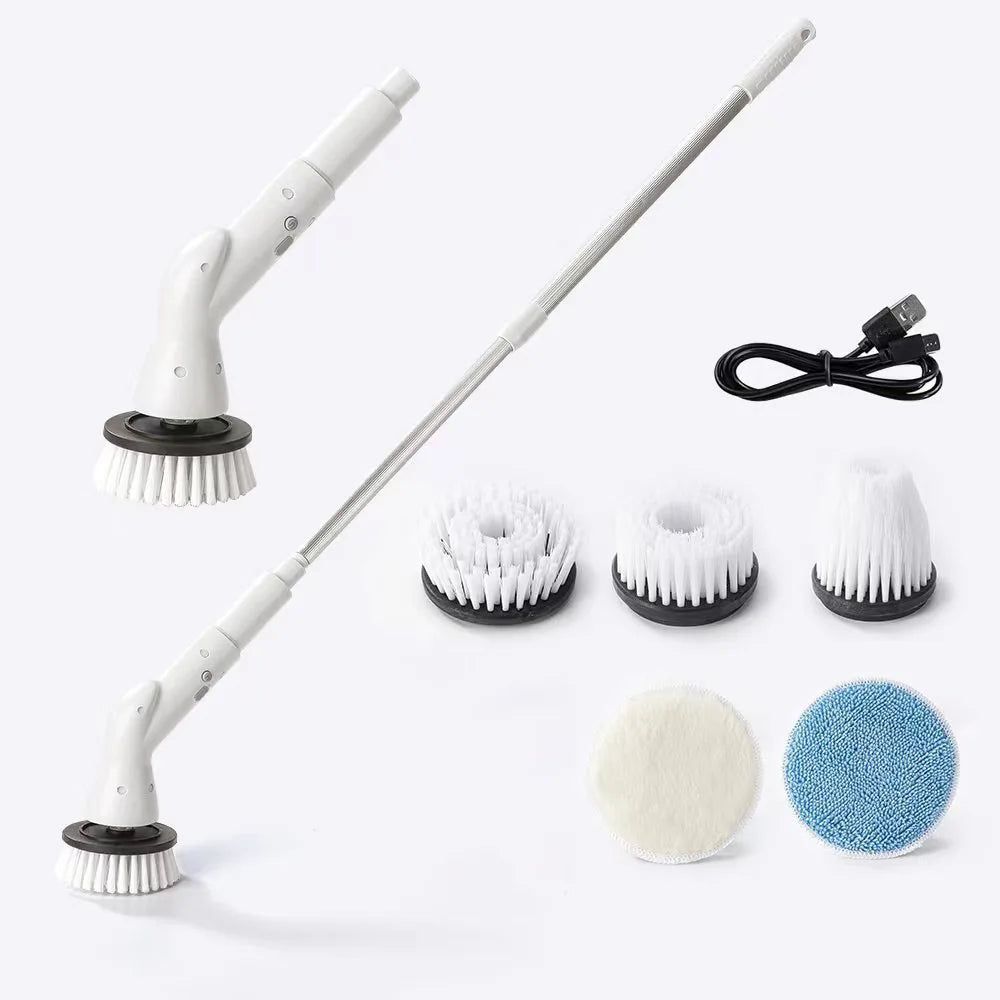 Electric Spin Scrubber Cordless Multi-Function Low Noise Electric Cleaning Brush Replaceable Brush Heads And Adjustable Handle