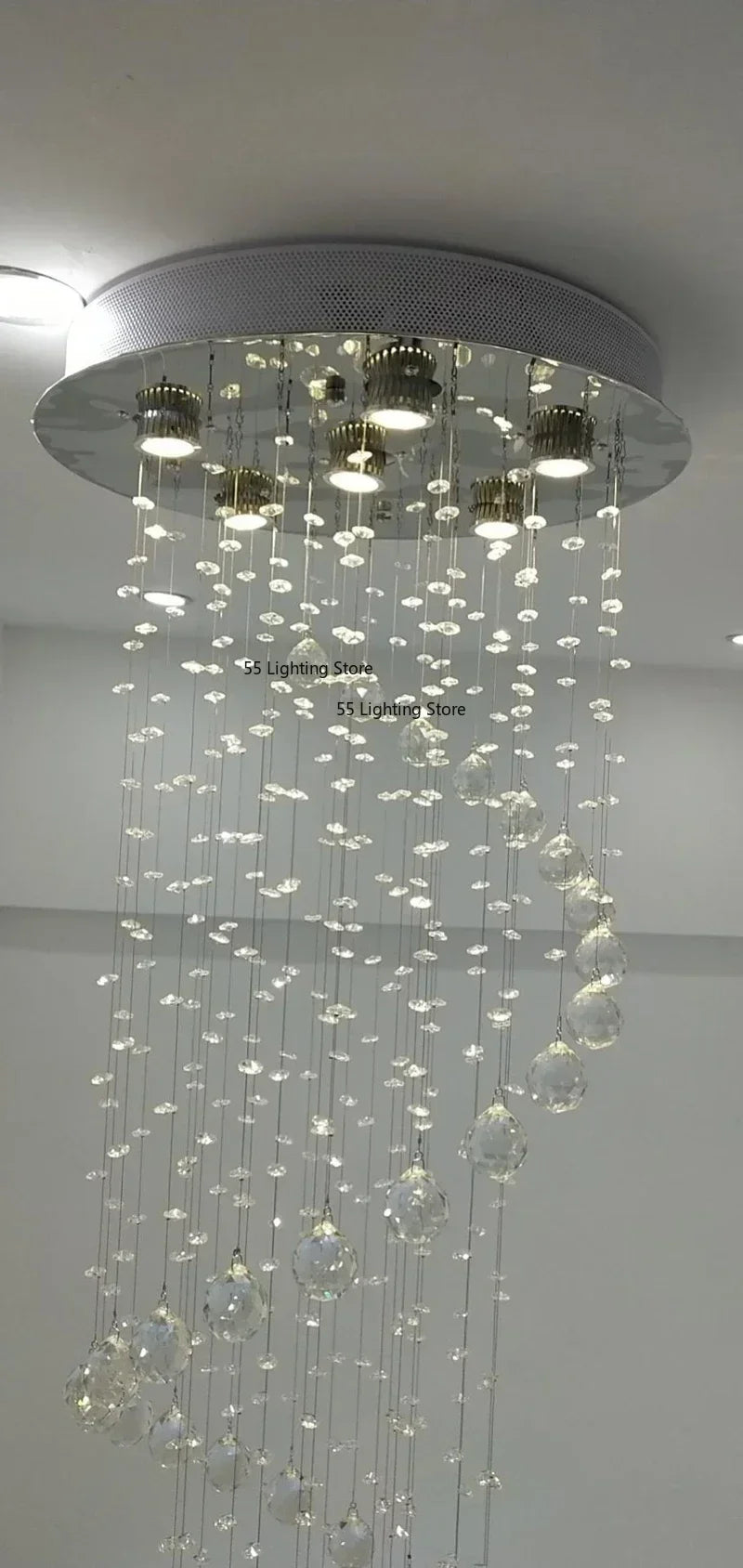 Modern Large K9 Crystal LED Chandeliers for Spiral Living Room Staircase Lamp Showcase Bedroom Kitchen Pendant Light Fixture